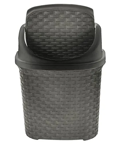 Kuber Industries Multiuses Plastic Dustbin For Home, Kitchen, Office, Bathroom With Swing Lid 7 Litre (Grey)-47KM0702