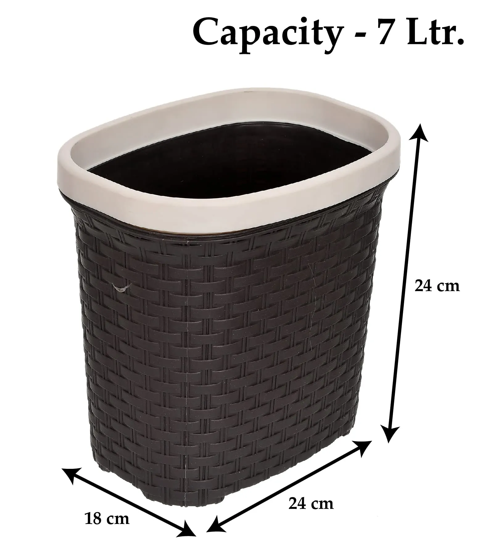 Kuber Industries Plastic Open Plastic Dustbin Without Lid|Garbage Bin, Trash Can, Waste Bin, 7 Litre (Brown)