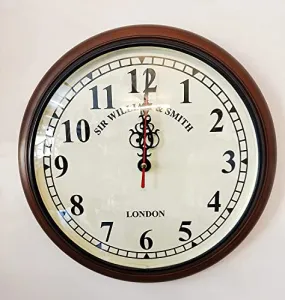 LINE WOOD - Handmade Antique Wooden Wall Clock London Style Big Size Home & Office Studio Living Room Decoration Gift Item (12 Inch White Brown)