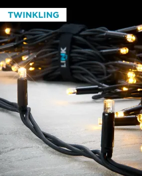 LINK PRO Twinkle LED String Lights, Black Cable, Warm White