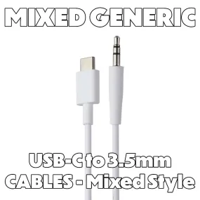 Mixed / Generic USB-C to 3.5mm Auxiliary Adapter Cables - White
