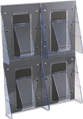 Multi-Pocket Wall-Mount Literature Systems 18-1/4W X 2-7/8D X 23-1/2Hclear/Bk