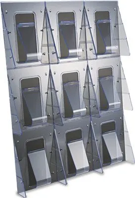 Multi-Pocket Wall-Mount Literature Systems 27-3/8W X 2-7/8D X 35-1/4H Clear/Bk
