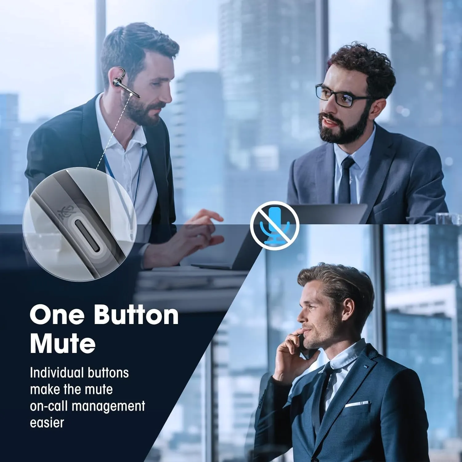 Ngsod Bluetooth Headset Wireless Earpiece with Built-In Mic 400Mah Display Charging Case 55H Playtime, V5.3 Bluetooth Earpiece for Cell Phone Computer, Hand-Free Headphones for Trucker Work