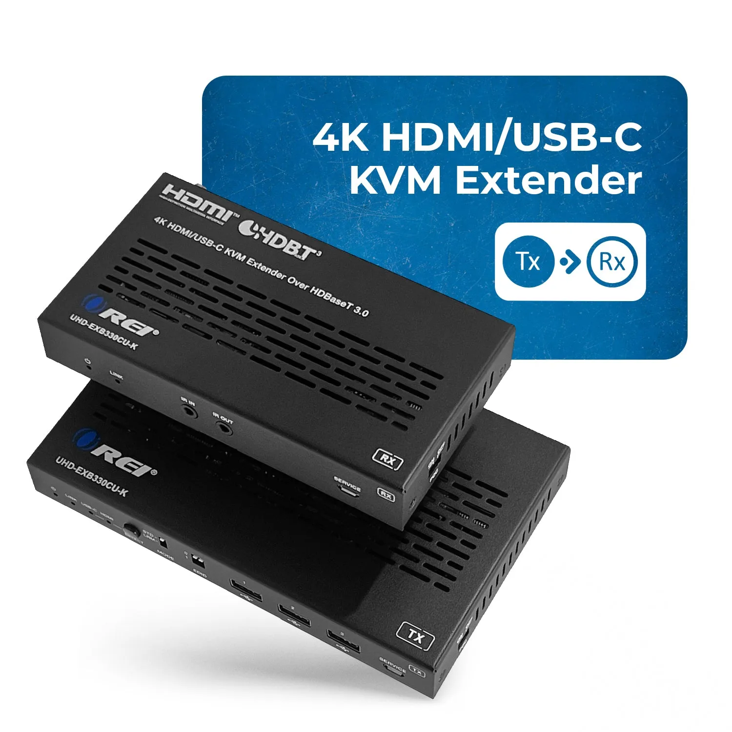 OREI 4K HDMI/USB-C HDBaseT 3.0 Extender Over CAT6/7 With KVM (UHD-EXB330CU-K)