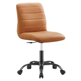 Ripple Armless Vegan Leather Office Chair Black Tan EEI-4974-BLK-TAN