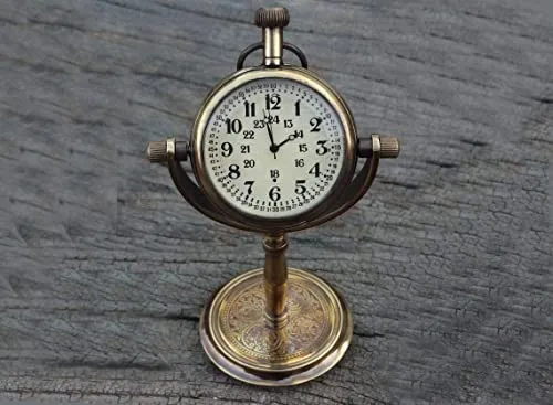 Rounded Antique Brass Table Clock for Home, Living Room and Office
