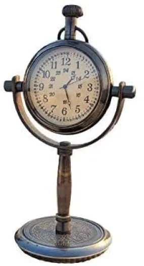 Rounded Antique Brass Table Clock for Home, Living Room and Office