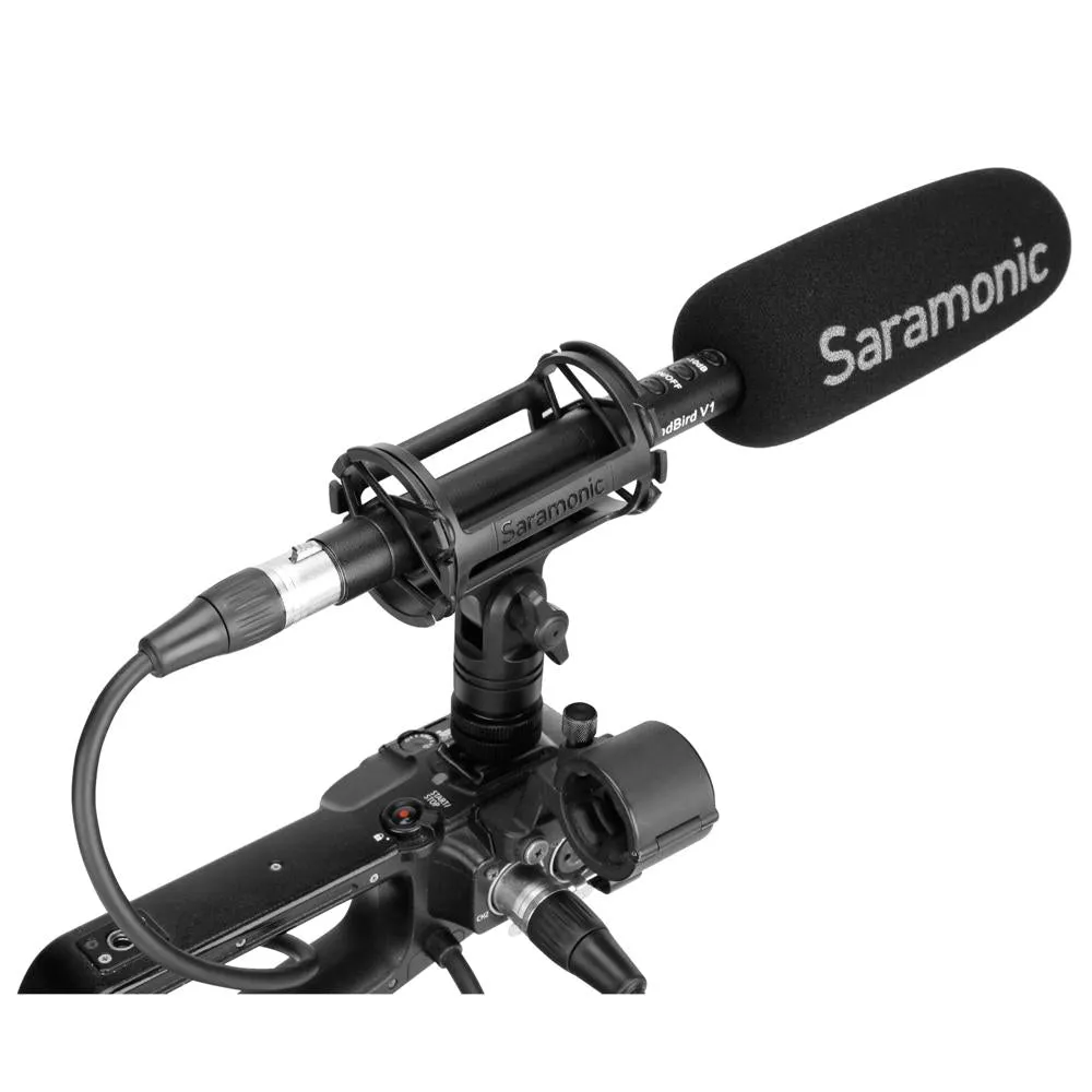Saramonic SoundBird V1 Professional Supercardioid Shotgun Microphone with High-Pass Filter, -10dB Pad, Shock Mount, Foam Windscreen & Short XLR Output Cable