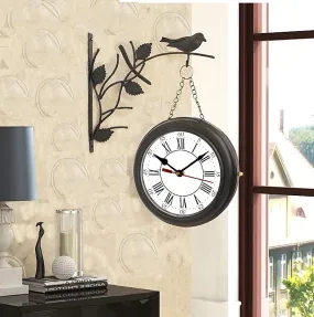 Saree House 10 Inch Vintage Antique Black Double Sided Station Clock (Multicolour8)