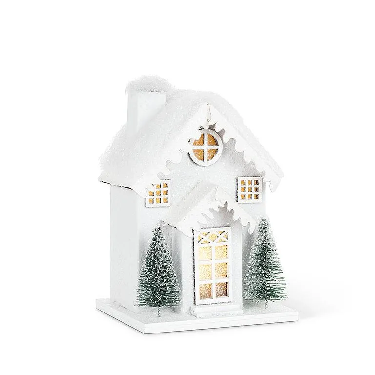 Small Snowy House with LED Lights