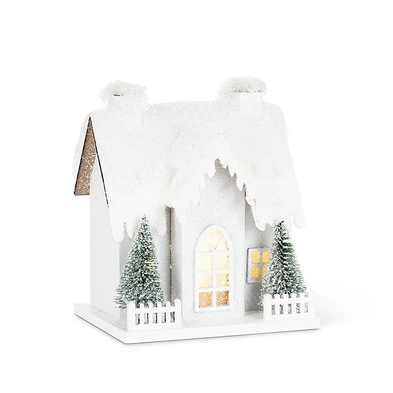 Small Snowy House with LED Lights