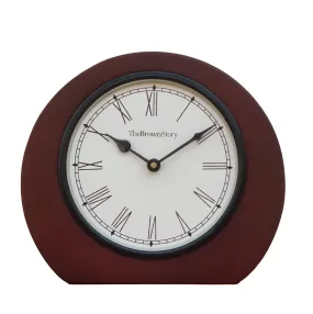 The Brown Story Analog Non-Ticking Silent Table Clock for Home, Living Room, Bedroom, Office I Wooden | Antique | Vintage | Desk Clock (BST05NM, 8 Inch)