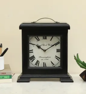 vedas Deval Silent Non Ticking Small Clock Battery Operated, Simply Design, for Bedroon, Bedside, Desk I Wooden | Antique | Vintage | Desk Clock (Size 11 x 11.5 Inches) (Battery not Included)