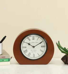 vedas Karan Silent Non Ticking Small Clock Battery Operated, Simply Design, for Bedroon, Bedside, Desk I Wooden | Antique | Vintage | Desk Clock (Size 9 x 8.5 Inches) (Battery not Included)
