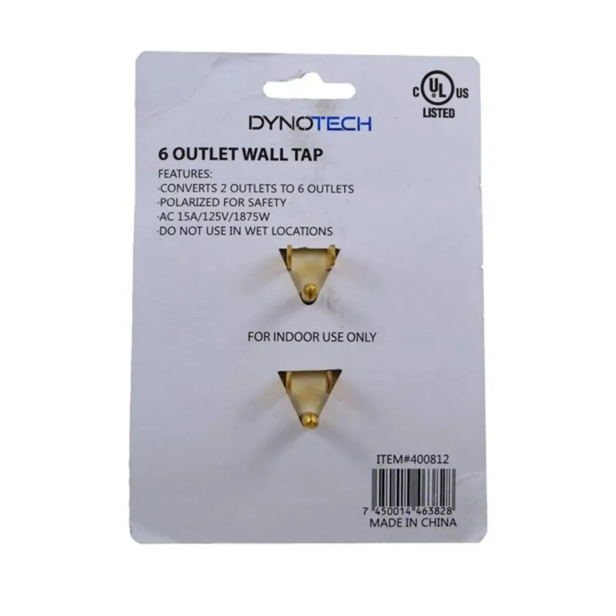 White 6 Outlet Wall Tap Adapter With Grounded Dual 3 Prong AC Plug 15A