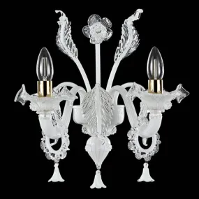 White Glass 2 Light Handcrafted Wall Lamp