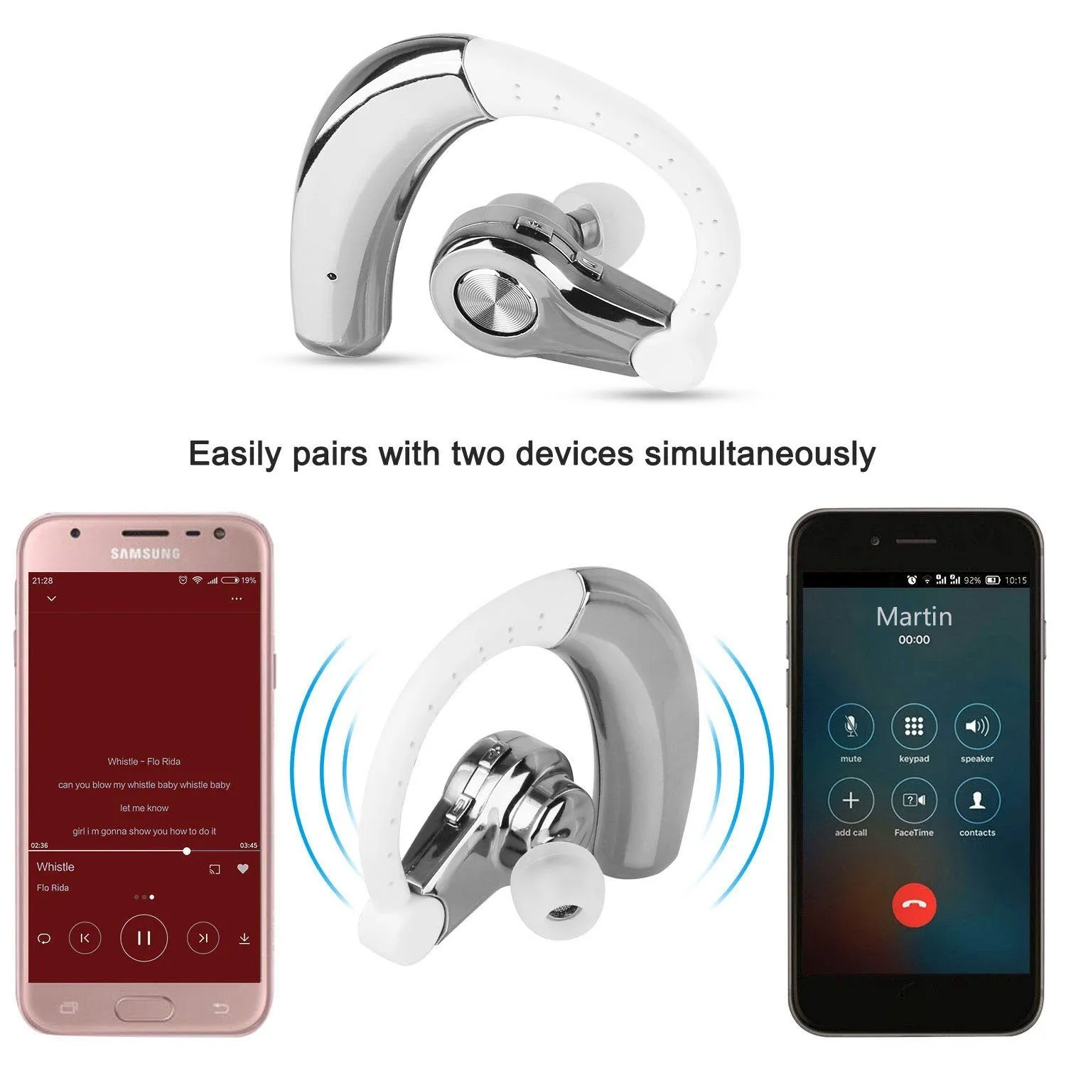 Wireless Earpiece Right with Mic Earhook