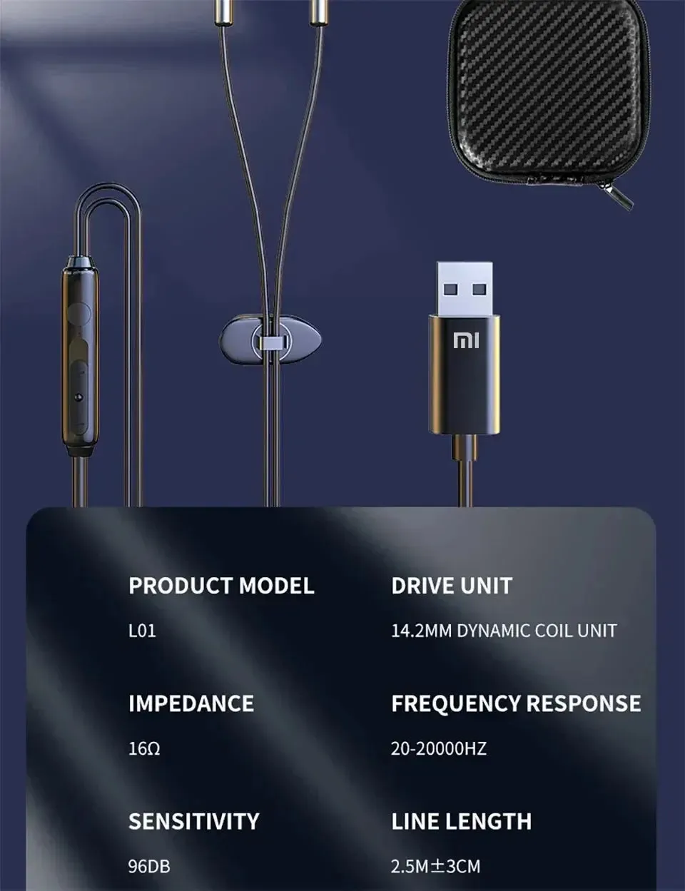 Xiaomi Wired Game Headphones MIJIA L01 Graphene Ceramic Earshells In-Ear 7.1 Surround Sound Headset Waterproof Earphones